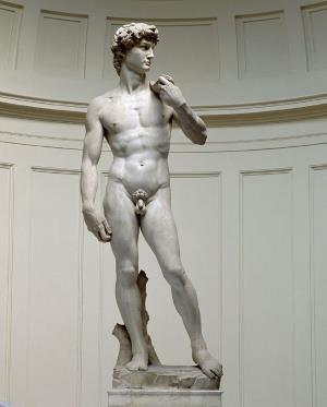 Самый известный образ Давида в искусстве - статуя Микеланджело (1504). Три с половиной года скульптор вырезал пятиметровое изваяние из цельной глыбы мрамора.
